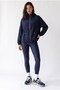 2237 Stoned Adjustable Drawstring Hooded Zippered Jacket Navy Blue - 5