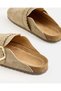 Women Beige Buckle Detail Closed Toe Mules - 4