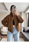 Zippered Suede Jacket with Pockets - 4