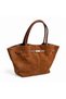 Tan Women's Genuine Suede Large Size Lockable Shoulder Bag - 4