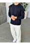 Washable Modal Fabric Basic Sweat m Navy Blue
