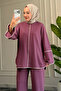 6660 - Stylish, Comfortable, Loose-Fitting Modal Fabric Women's Set with Interlaced Details - 4
