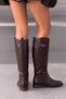 Marrel Bitter Brown Asymmetrical Buckle Detailed Women's Boots - 3
