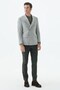 Gray Slim Fit High Collar Double Breasted Jacket - 2