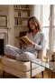 Women's Polka Dot Top and Bottom Gray Pajama Set
