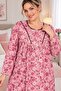 100% Cotton Long Sleeve Floral Patterned Plus Size Women's Nightgown - 3