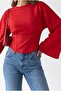 2238 Corset Detailed Spanish Sleeve Blouse Red - 3