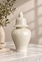 Payidar Ceramic Decorative Box with Lid 1 Piece Cream 15 cm Vintage Jewelry Box Trinket - 3