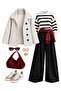 Premium Plaid Stand Collar Button Detail Trench Coat - Ecru - 8