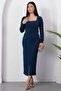 Square Neckline Front Slit Stoned Dress 2026-5004 - 5