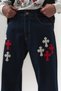Crossfold Patch Detailed Contrast Cuff Jean Baggy Men's Trousers - 7