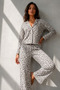 Women's Polka Dot Patterned Gray Pajama Set - 6