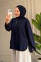 6656 - Comfortable, Casual Basic Women's Long Sweatshirt with Cufflink Detail - 2