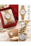 Women's Gold Color Steel Band - White Dial Gold Accents - Quartz Movement Stylish Wristwatch - 5