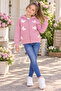 Girl's Pink Butterfly Printed Hooded Zipper Sweatshirt