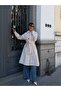 Long Half-Cape Buttoned Belted Trench Coat - 5