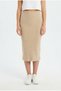 Women's High Waist Ribbed Midi Length Beige Knitwear Comfortable Daily Stylish Skirt
