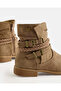 Girls Taupe Braided Ankle Boots - 4