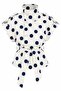 Ecru Navy Blue Epaulettes Polka Dot Belted Vest - 504364