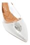 Vinyl Slingback Heeled Shoes - Silver Color - 4