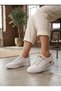 White Genuine Leather Women's Casual Comfort Sneakers - 2