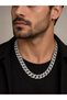 Brass Zircon Stone Cuba Gourmet Model Silver Color Men's Necklace - 2