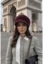 Striped Knitted Women's Beanie/Hat with Visor - 2