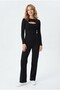 Women's Chest-Cut Long Sleeve Crop Top and Spanish Flare Pants Two-Piece Set