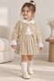 Girl's Heart Patterned Knitwear Cardigan, Shirt and Pleated Skirt 3-Piece Set
