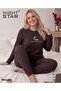 Roma Cotton Knitted Interlock Moon Printed Brown Plus Size Pajama Set