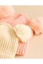Girls Pink And Ivory Embellished Beanie Set 2 Piece - 3