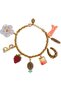 Multi Charms Bracelet, Gold Color, Figured Design