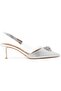 Vinyl Slingback Heeled Shoes - Silver Color