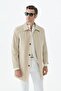 Beige Comfort Fit Baby Collar Classic Coat - 5