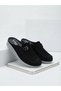 Mona Black Suede Orthopedic Sabo Slippers Nk20102