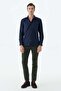 Navy Blue Cotton Blend Comfort Fit Shirt