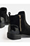 Girls Black Textured Ankle Boots - 4
