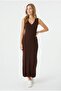 Women's V-Neck Zero Sleeve Thick Strap Ribbed Stylish Casual Knitwear Sweater Dress