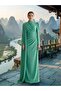 Cape Detailed Design Evening Dress - 3