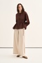 Women's Organic Cotton Drawstring Lace-Up Blouse Brown - 2