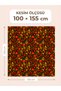 100% Cotton Satin Patchwork Fabric – 155X100 cm – Traditional Floral Pattern, Red and Golden Yellow Tones on a Black Background - 2
