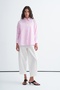 Women's Premium Poplin Shirt with Mobile Waist Belt Light Pink - 2
