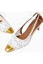 Regent 55 Low Open Court Mules, Glitter Black Mesh and Antique Brass - 2