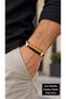 Reldino Saffron Arc Dark Brown Leather Men's Bracelet - Saffron Weave Front Design