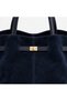 Navy Blue Women's Genuine Suede Large Size Lockable Shoulder Bag - 3