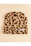 Women Beige Leopard Print Knit Beanie