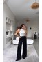 Contrast Premium Jumpsuit with Chain Belt