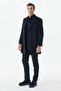 Navy Blue Comfort Fit Mono Collar Woolen Coat - 2