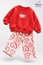Baby Girl Set with Love Written and Heart Pattern, 2-Piece Top and Bottom Set, Seasonal, 6 9 12 18 24 Months