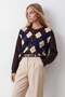 Women's Brown Baklava Pattern Buttoned Cardigan Alc-X15880